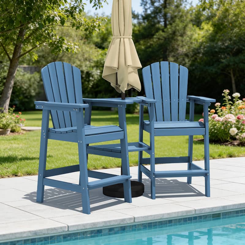 Outdoor Tall Adirondack Chair Set of 2 with Connecting Tray