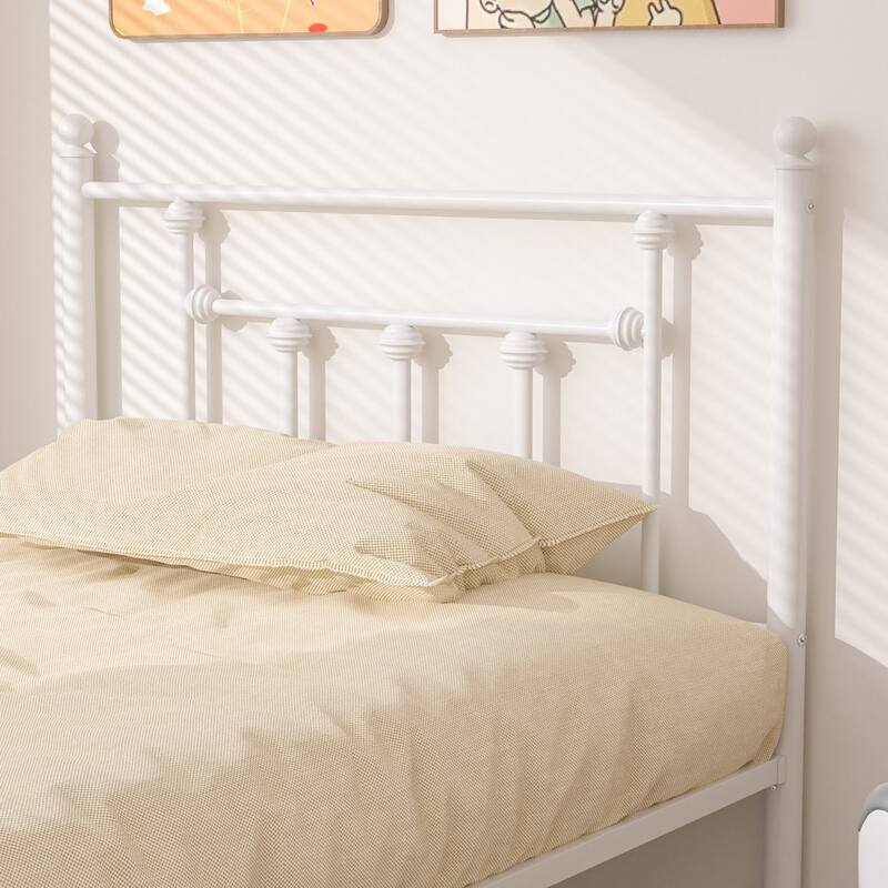 14 Inch Metal Victorian Platform Bed Frame with Headboard and Footboard, Heavy Duty Mattress Foundation with Steel Slats Support