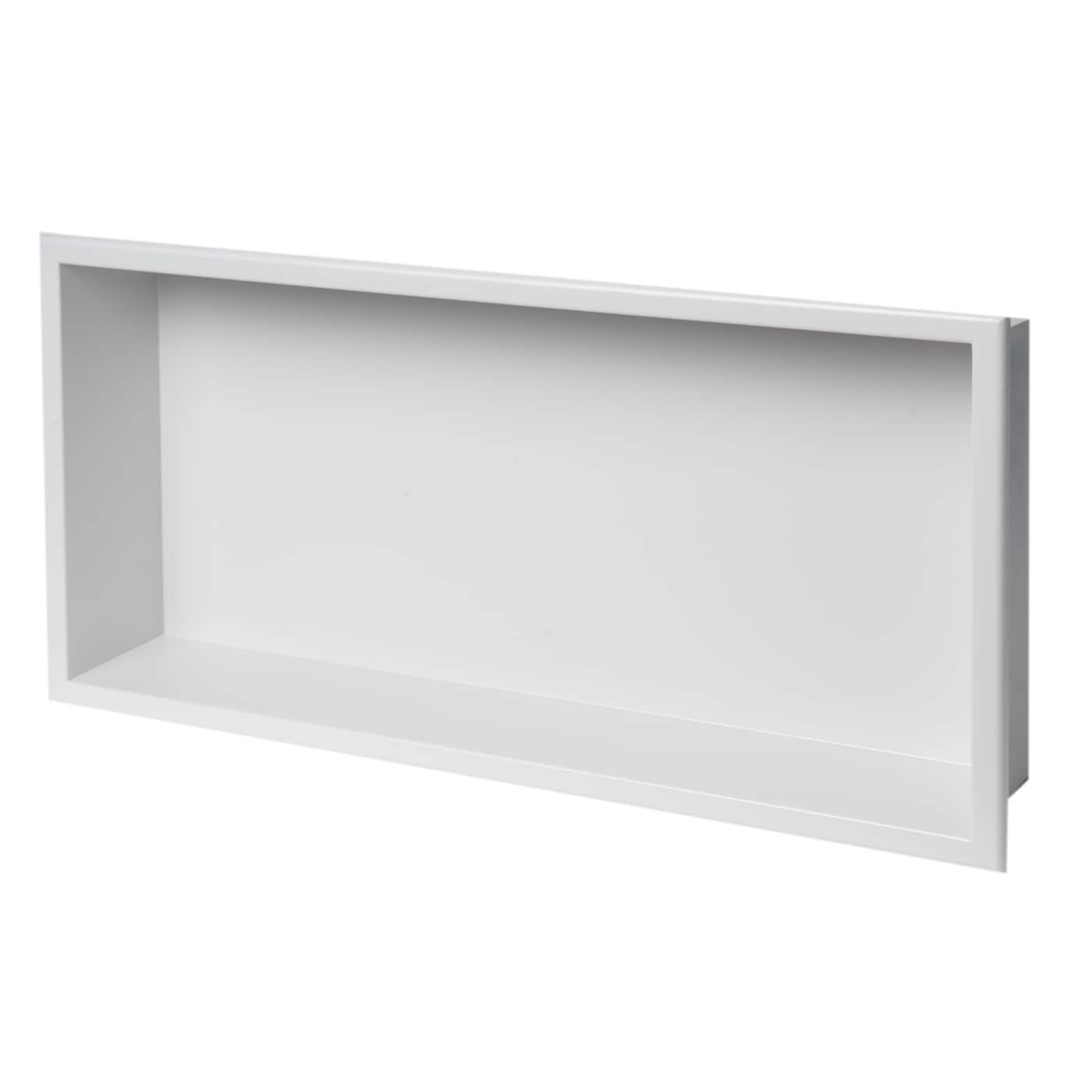 ALFI brand 24 x 12 White Matte Stainless Steel Horizontal Single Shelf -  Luxury Bath Collection