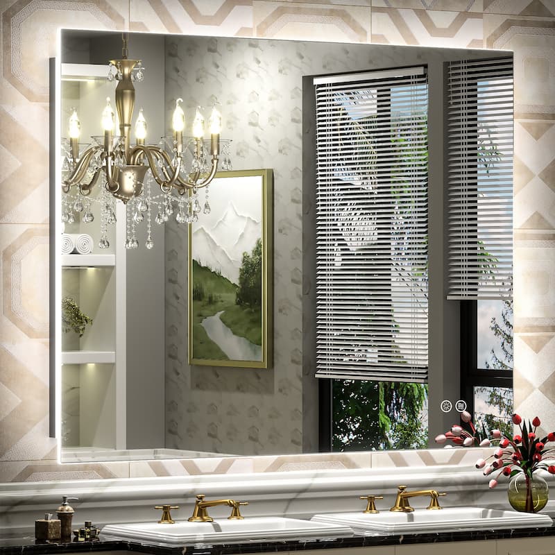 Frameless LED Backlit Anti-Fog Bathroom Vanity Mirror - 48x36