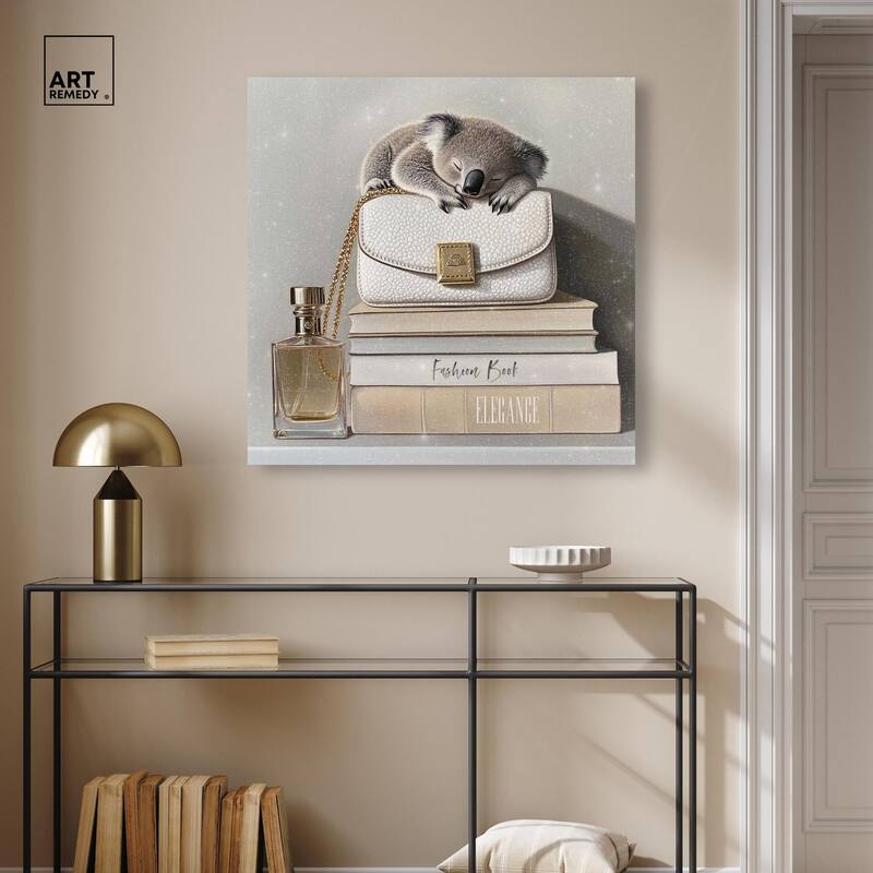 Koala on Fashion Books Canvas by Art Remedy, Gallery Wrapped