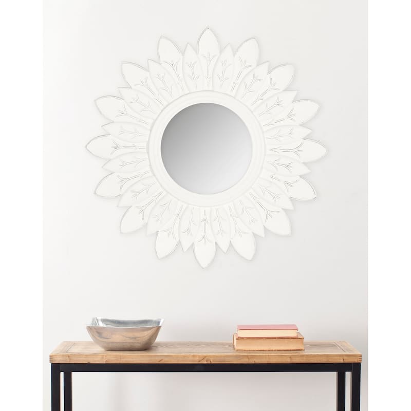 SAFAVIEH Leandra White Sunburst 30-inch Decorative Mirror - 30" x 30" x 0.8" - 30Wx1Dx30H