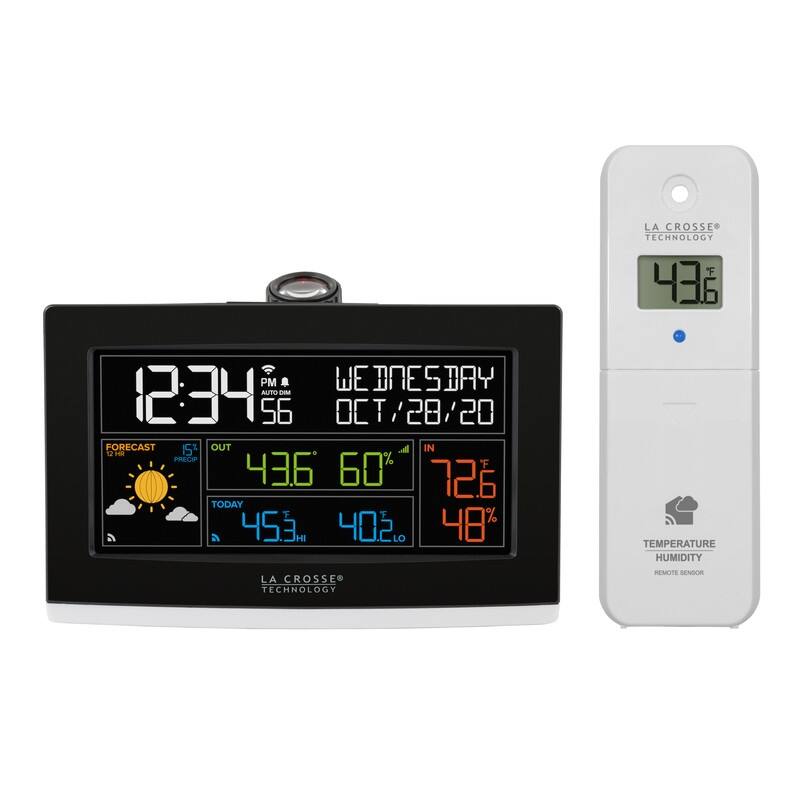 WiFi Projection Alarm w/ Outdoor Temp/Humidity with Remote Monitoring