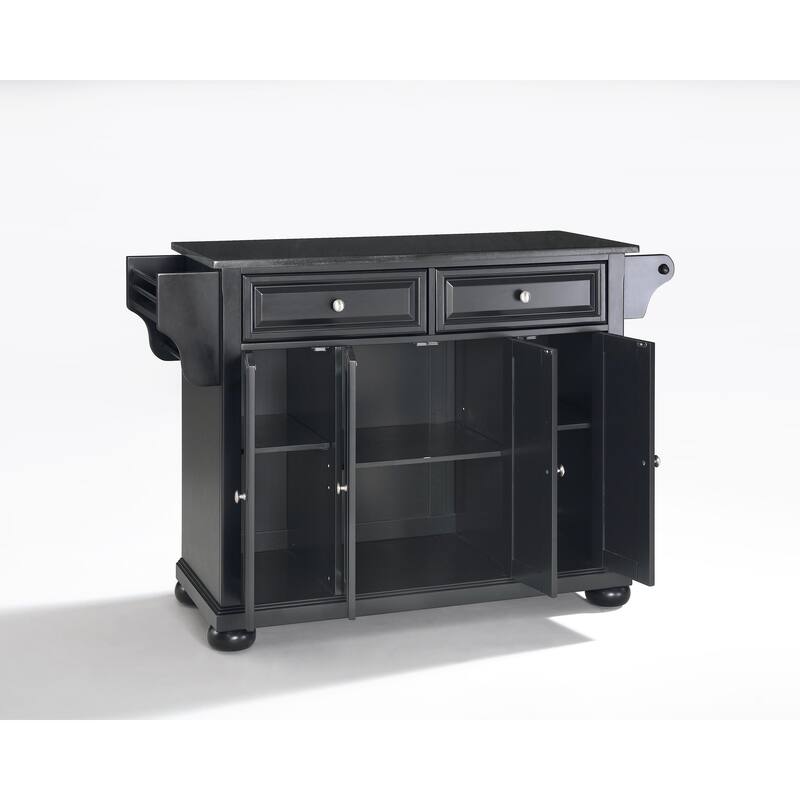 Kitchen Island Cart with Granite Top - Portable Kitchen Storage Island, Modern Kitchen Furniture, Black
