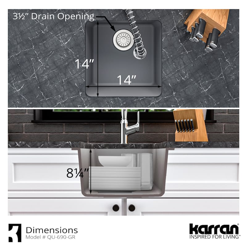 Karran Undermount Quartz Bar Single Bowl Sink