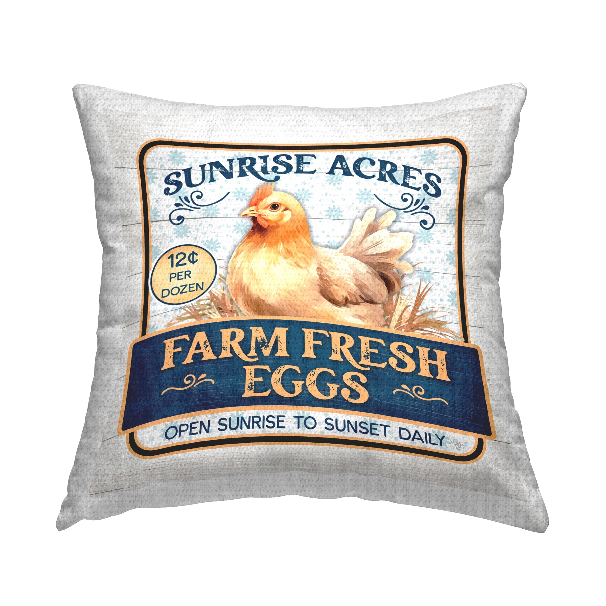 Stupell Farm Fresh Eggs Printed Outdoor Throw Pillow Design by Mollie B.