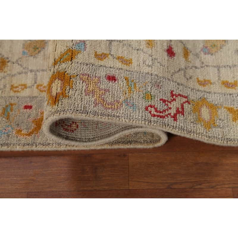 All-Over Floral Oushak Indian Foyer Rug Hand-Knotted Wool Carpet - 2'7"x 5'10"