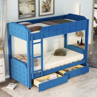 L-Shaped Twin Over Full Bunk Bed with Twin Loft Bed, Desk & Slide