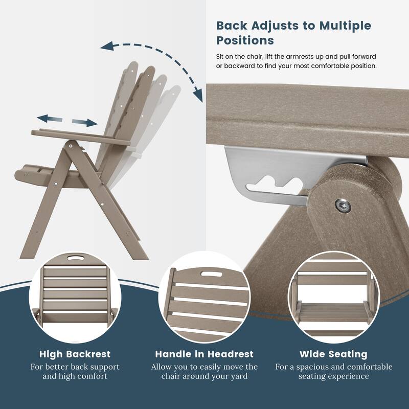 Coastline Patio Folding Highback Dining Chair Set of 2