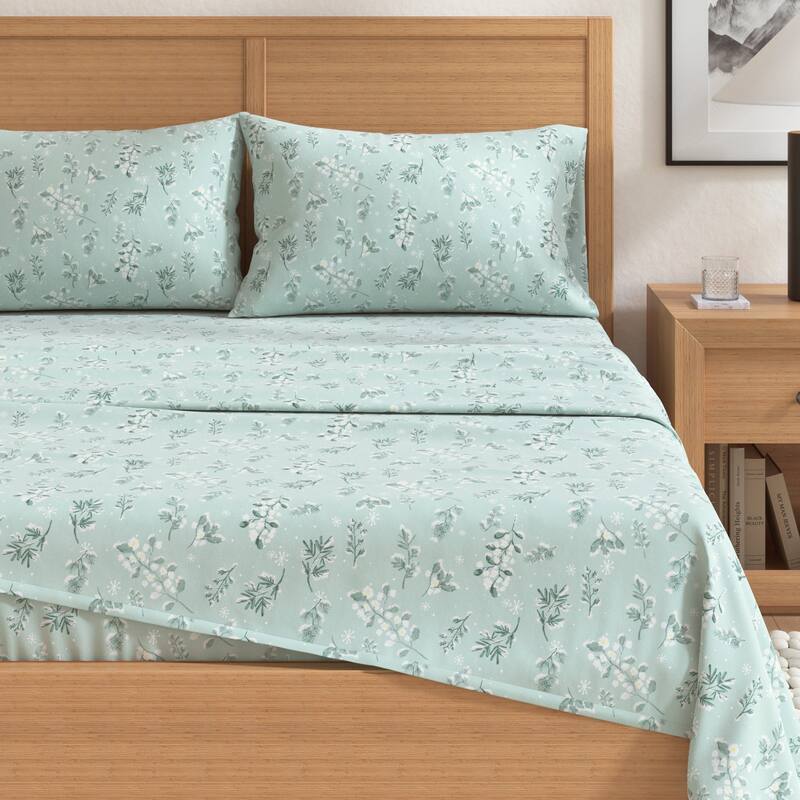Linery & Co. Turkish Cotton Double-Brushed Printed Flannel Bed Sheet Set