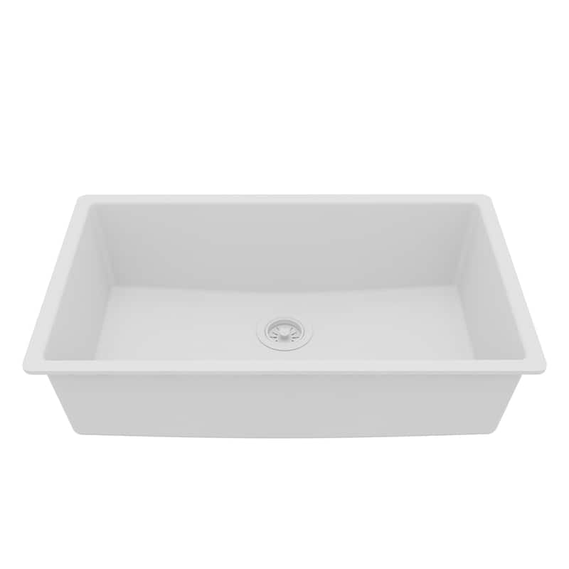 Karran Undermount 32.5 in. Large Single Bowl Quartz Kitchen Sink - White