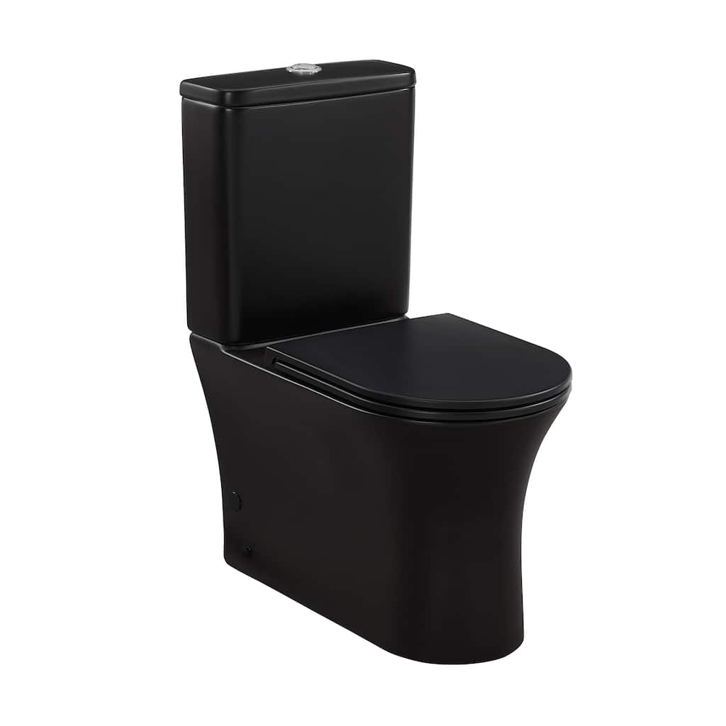Lucerne Two-Piece Elongated Rear Outlet Toilet Dual-Flush 0.8/1.28 Gpf In Matte Black - 25.2" x 14.7" 32.9"