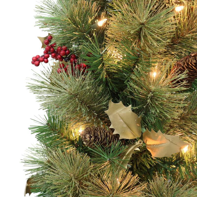 Puleo International 5 ft. Pre-Lit Potted Glitter Artificial Tree