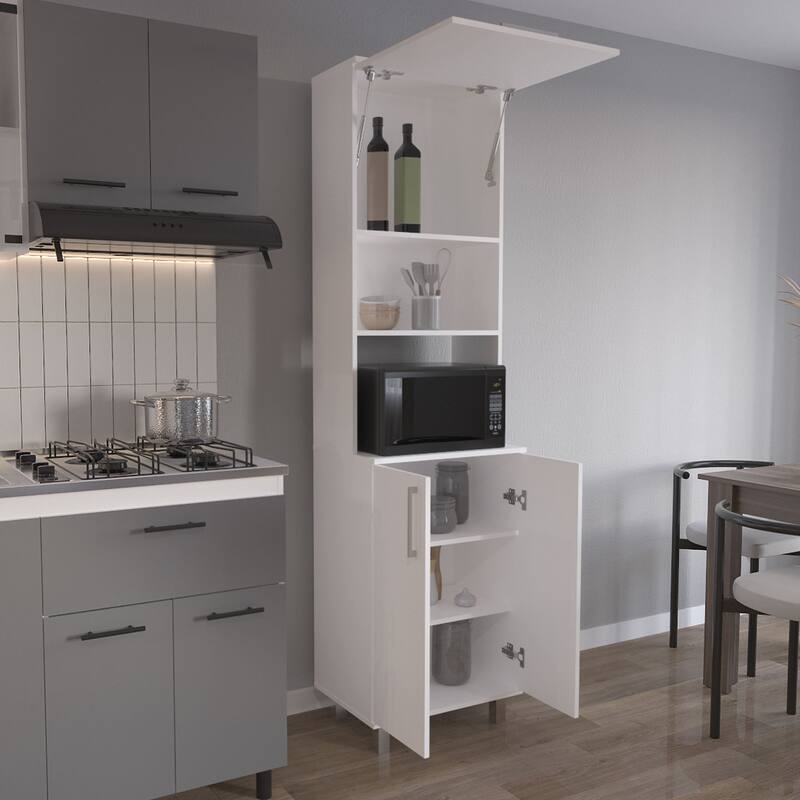 Bombona 80" High Double Cabinet Kitchen Pantry White