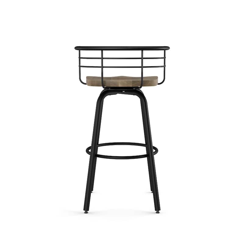 Amisco Brisk Swivel Counter Stool with Distressed Wood Seat