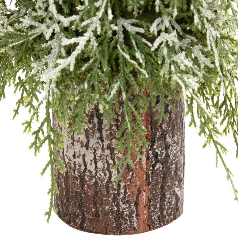 Iced Cedar Pine Artificial Mini Christmas Tree - 18" - Unlit