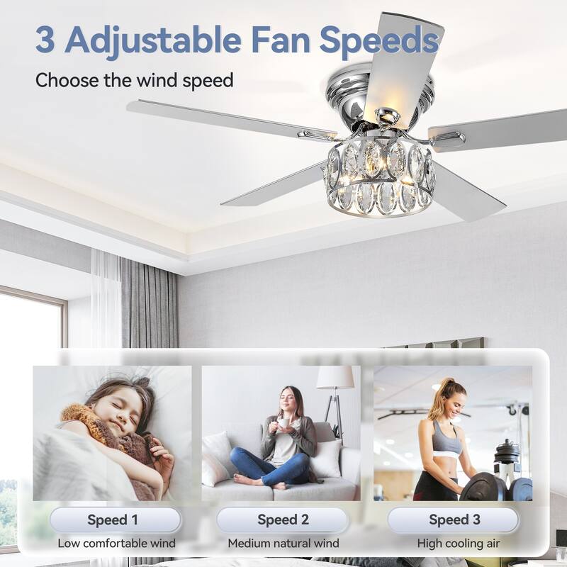 52" Flush Mount 5-Blade Ceiling Fan with Light Kit and Remote