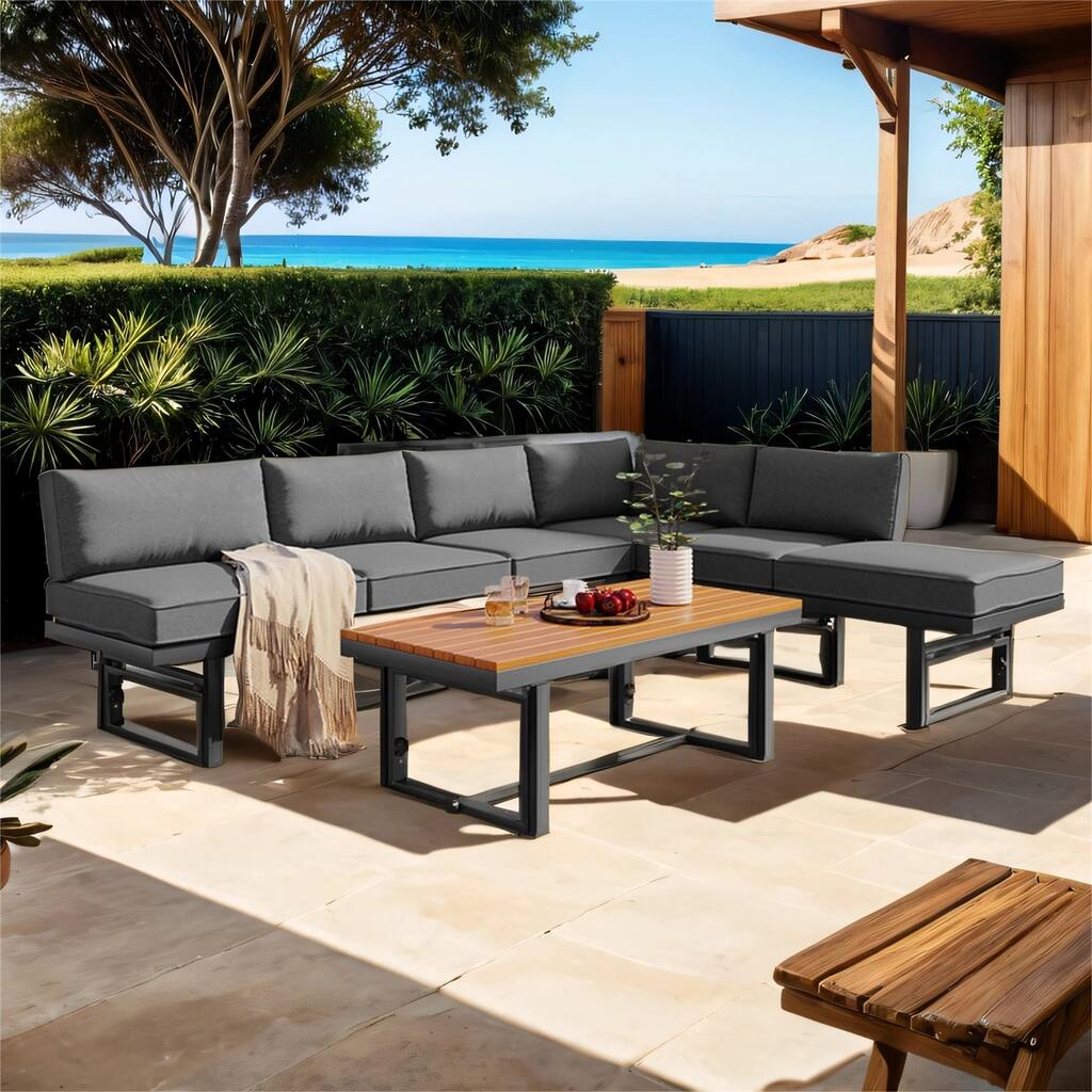 3-Piece Multi-Functional Outdoor Sectional Sofa Set with Coffee Table
