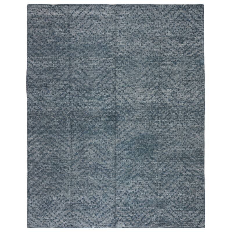 Florean Handmade Dotted Blue/ Gray Area Rug - 9'X12' - Rectangle
