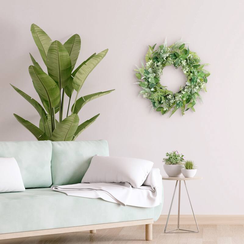 Eucalyptus Artificial Spring Floral Wreath - 26" - Green