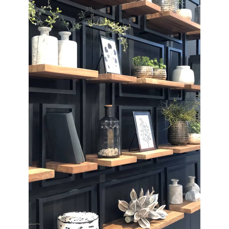 Stiltner 10" Wide Metal Frame Wall Shelf, Natural