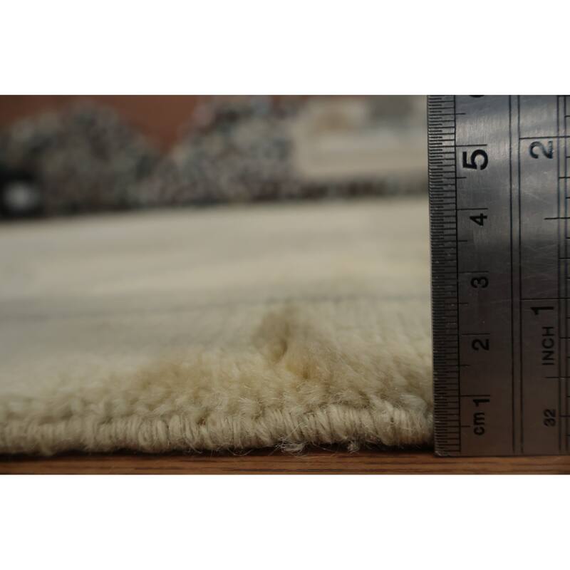 Hand Knotted Oriental 100% Wool Carpet Modern Geometric Beige & Ivories Nepalese Area Rug - 9' 8'' X 8' 2''