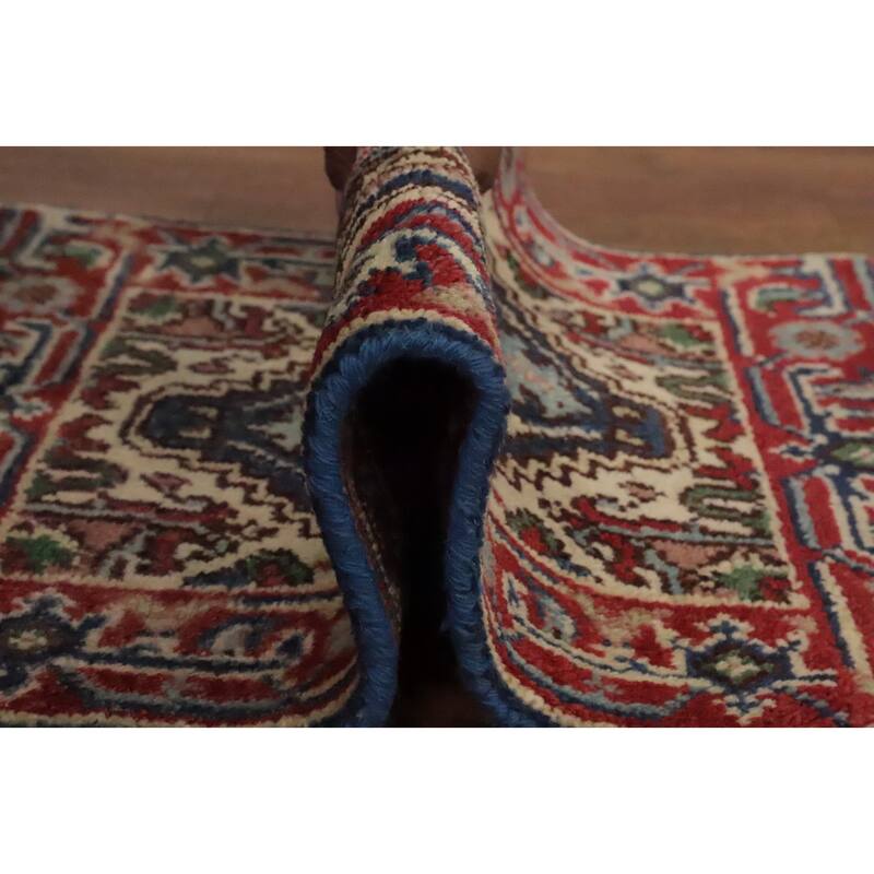 Hand Knotted Oriental 100% Wool Carpet Traditional Medallion Navy Blue & Blues Heriz (serapi) Area Rug - 3' 0'' X 2' 0''