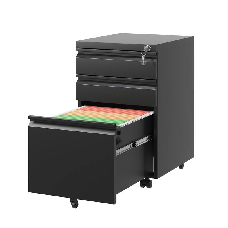 Modern Filing Cabinet, Mobile Filing Cabinet with Full-extension Drawer Slides and Removable Pencil Case, for Home Office