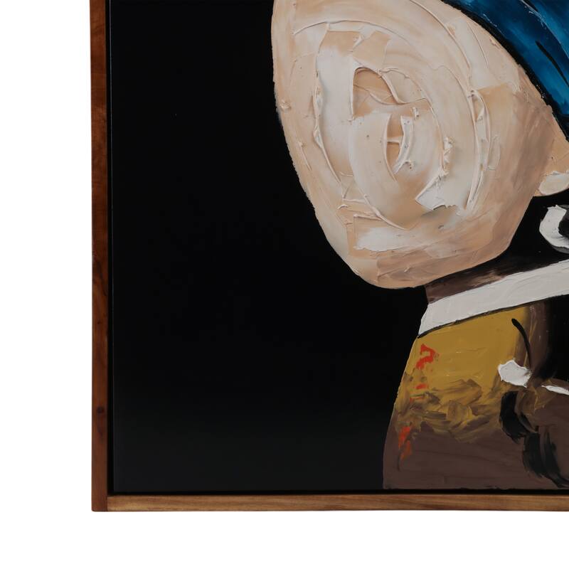 Wood Frame Canvas Wall Art Girl with Pearl Earring - 47" Multi-Colored