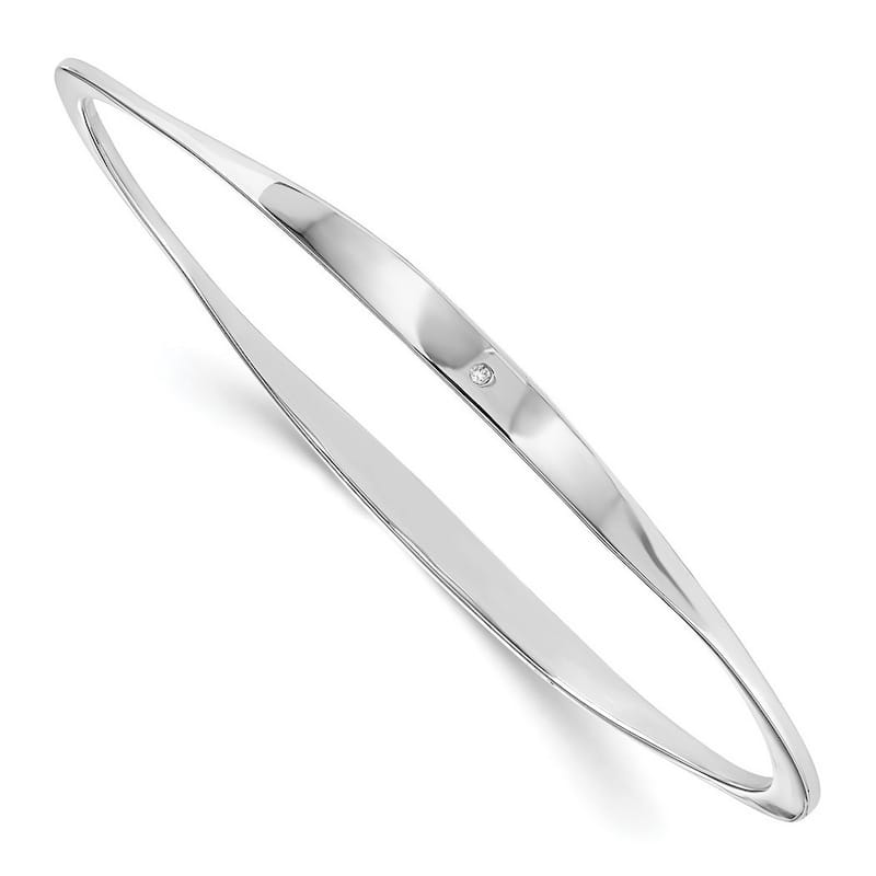 Curata 925 Sterling Silver Slip on Polished White Ice Diamond Cuff Stackable Bangle Bracelet