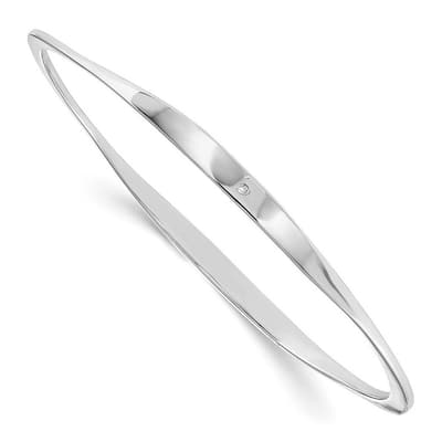 Curata 925 Sterling Silver Slip on Polished White Ice Diamond Cuff Stackable Bangle Bracelet