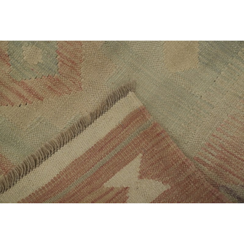 Hand Woven Oriental 100% Wool Carpet Southwestern Tribal Green Kilim Area Rug - 6' 0'' X 3' 9''