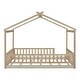 preview thumbnail 4 of 5, Natural Full Size Wood Bed House Bed Frame with Fence for Kids