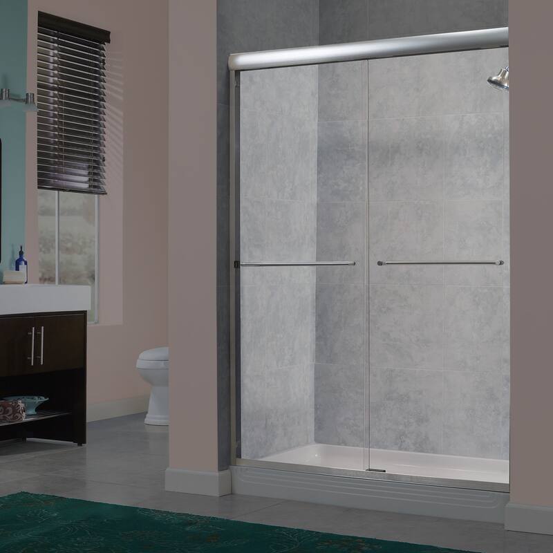 Miseno 72" High x 46-48" Wide Sliding Framed Shower Door with 1/4" - Brushed Nickel