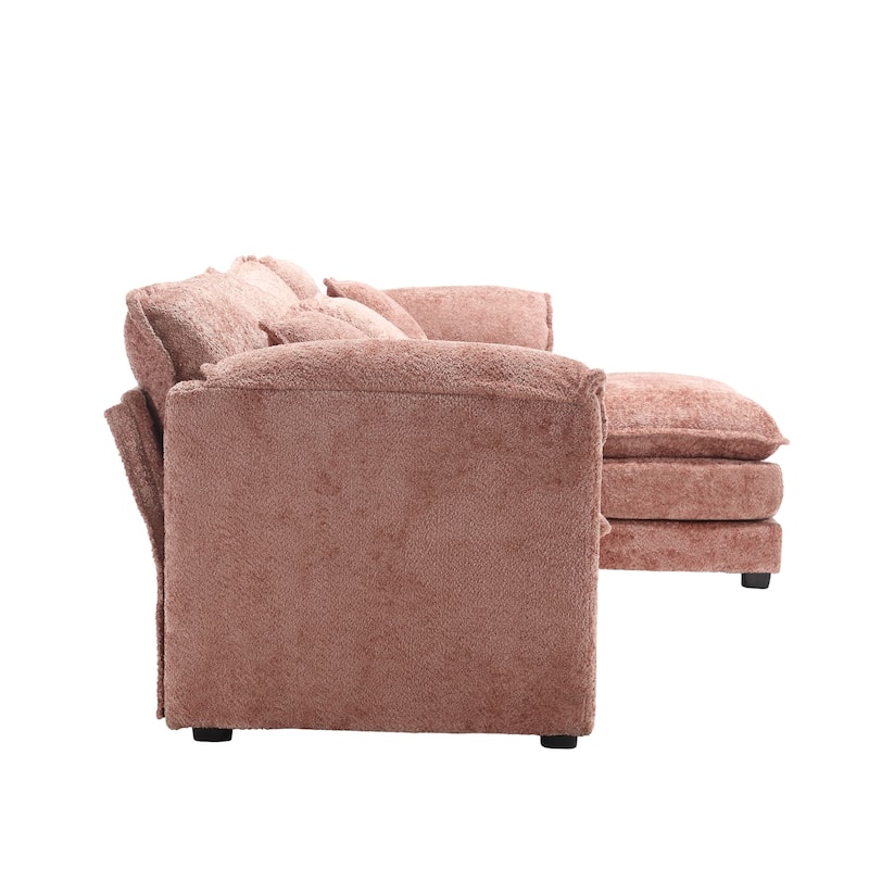 Cloud Chaise Lounge Couch L-shaped Sectional Sofa with Ottoman and Double Layered Seat Cushions for Living Room