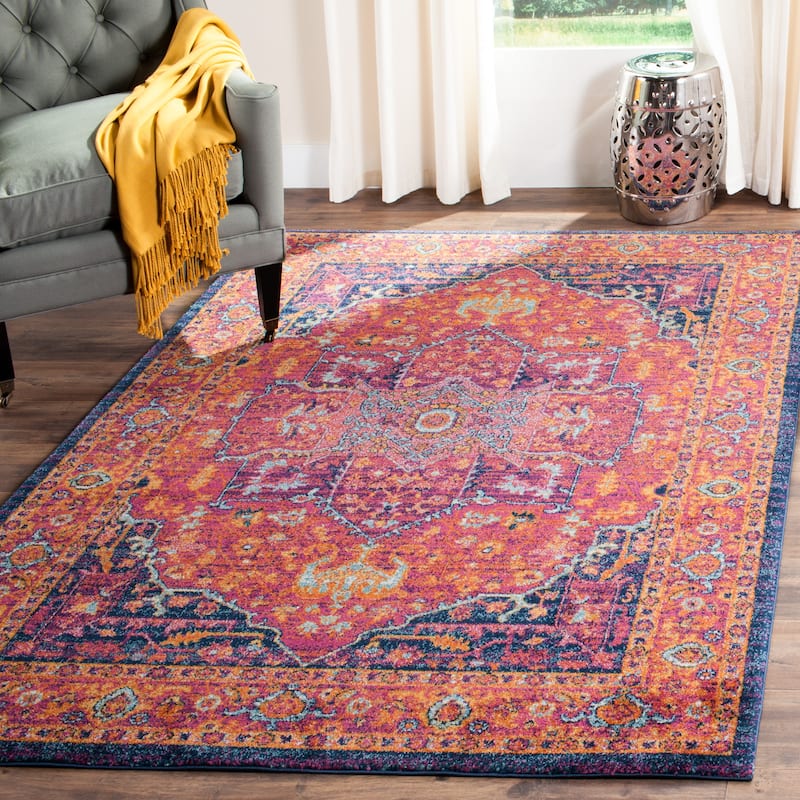 SAFAVIEH Evoke Spasenka Vintage Boho Medallion Rug - 3' x 5' - Fuchsia/Orange