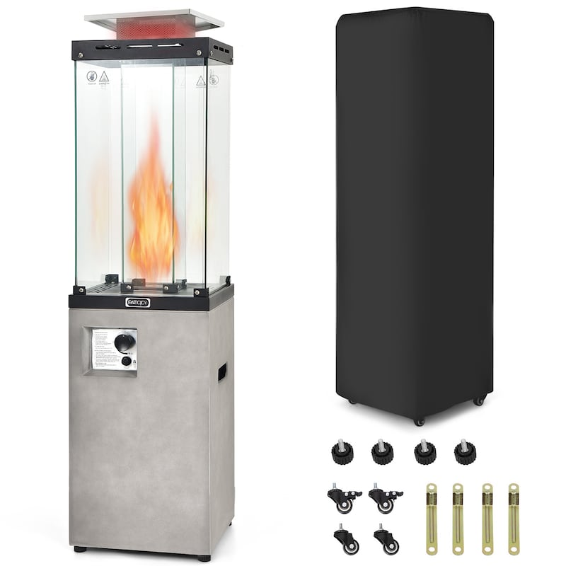 41 000 BTU Propane Patio Heater with Metal Hood - 15.5" x 15.5" x 62" (L x W x H) - Off-White
