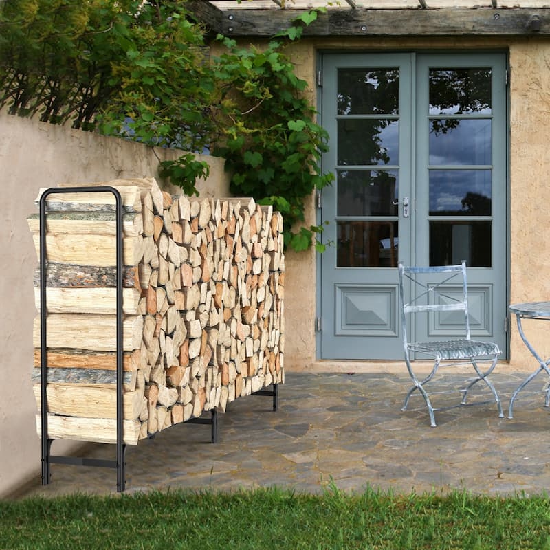 Long Firewood Log Rack Wood Log Store Heavy Duty