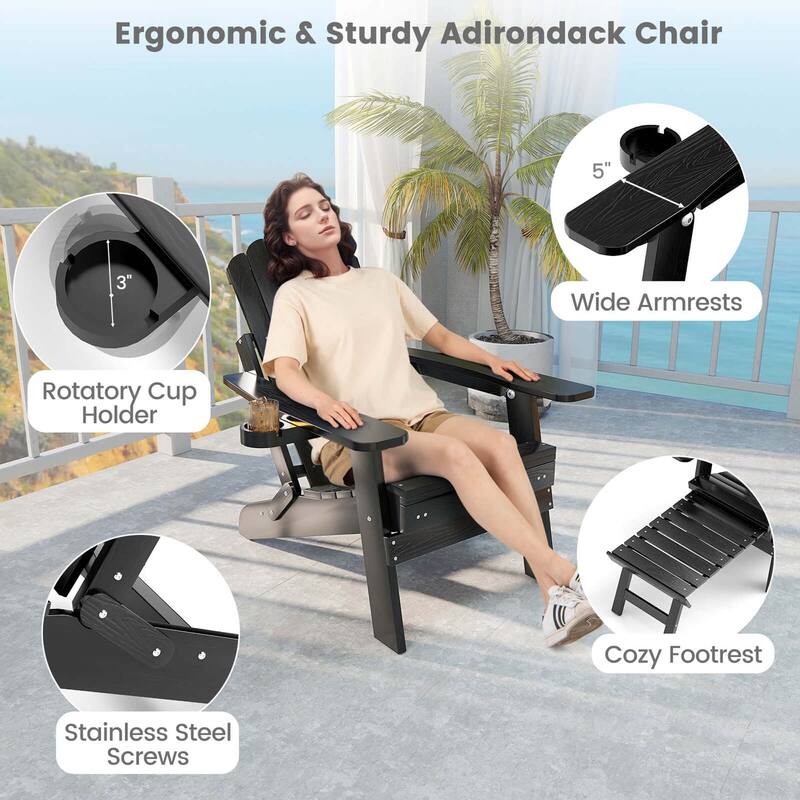 Costway Patio Adirondack Chair All-Weather HIPS Lounge Chair with - See Details