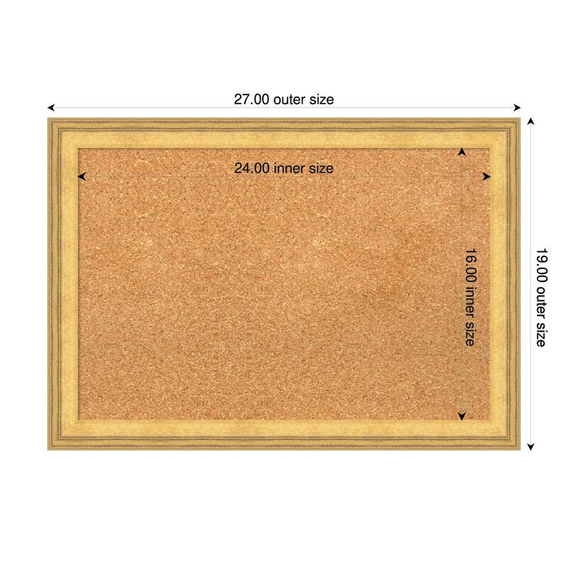 Owen Gold Wood Framed Cork Board - Bulletin Board, Organization Board, Pin Board - Natural - 27 x 19 in