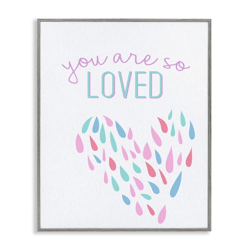 Stupell So Loved Abstract Heart Framed Giclee Art Design By Kim Allen - 11 x 14 - Grey