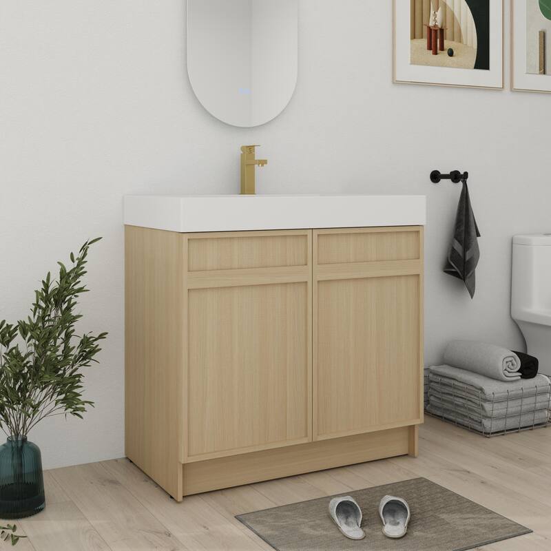 Bathroom Vanity With Sink In 24/30/36 Inch, Freestanding Bathroom Vanity With Soft Close Door and Adjustable Shelf