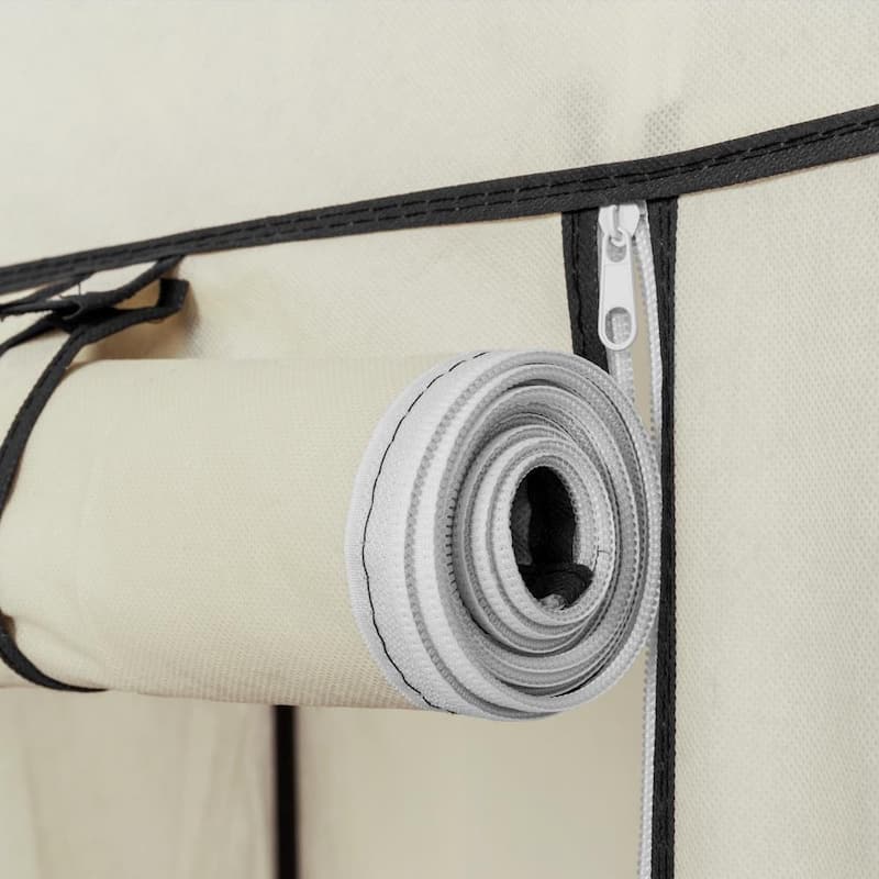 67" Clothes Closet Portable Wardrobe Clothes Storage Rack 12 Shelves 4 Side Pockets,Beige