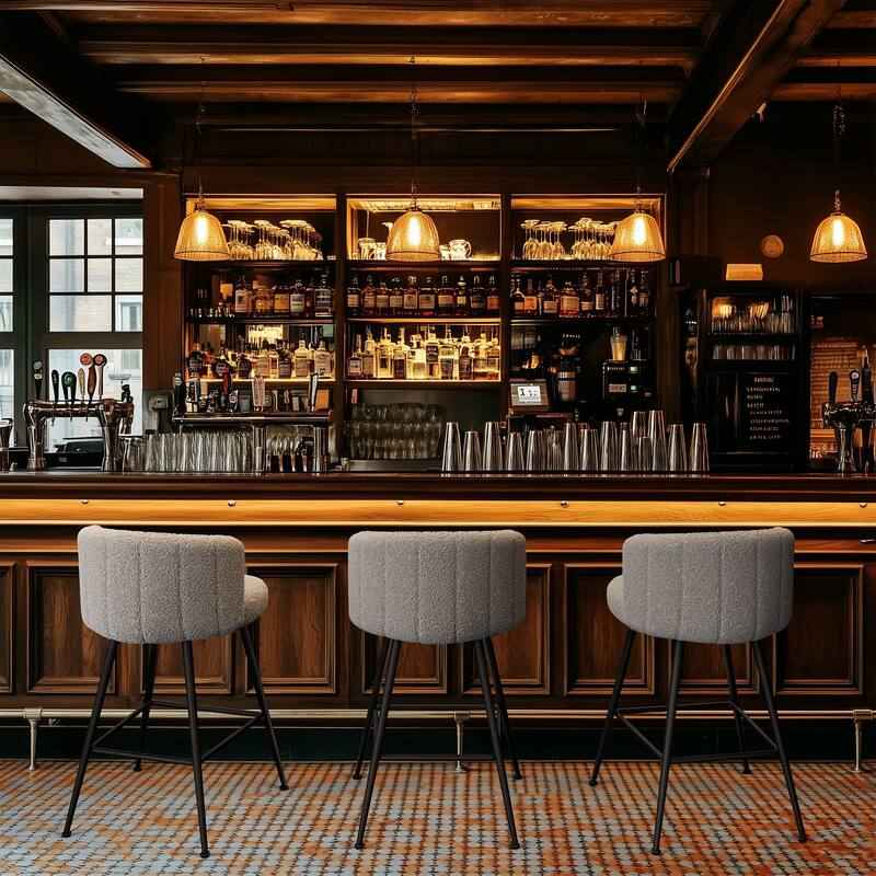 Upholstered Counter Height Barstools with Back Modern Chairs for Kitchen Island