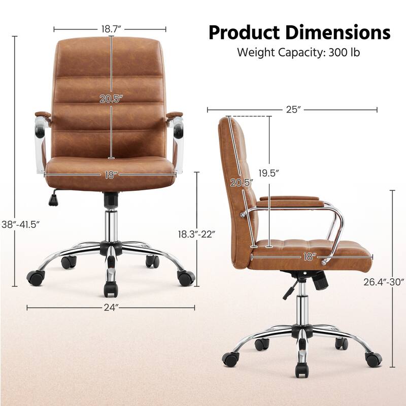 Yaheetech Adjustable Mid-Back Faux Leather Swivel Office Chair