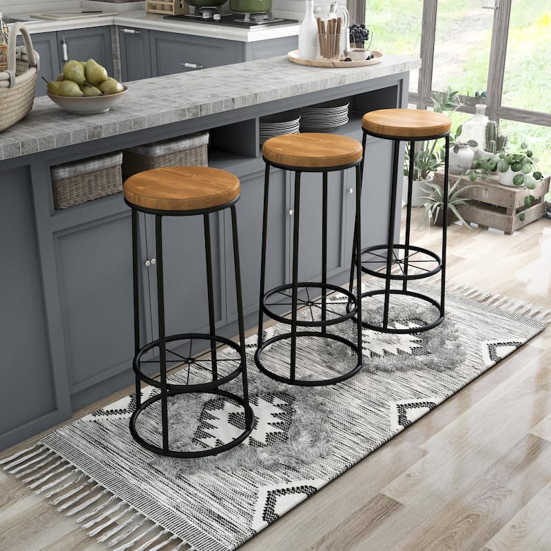 Lodz Rustic Metal Round Barstools (Set of 2) by Furniture of America
