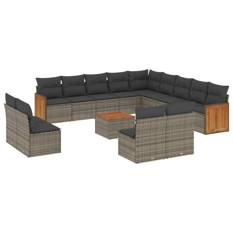 vidaXL Patio Sofa Set with Cushions Outdoor Seating Furniture Poly Rattan