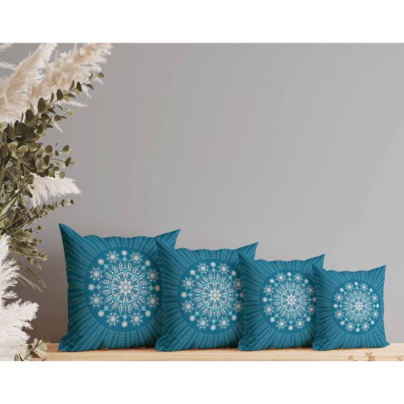 Wisteria Whirl Indoor/Outdoor Reversible Throw Pillow Blue and Gray