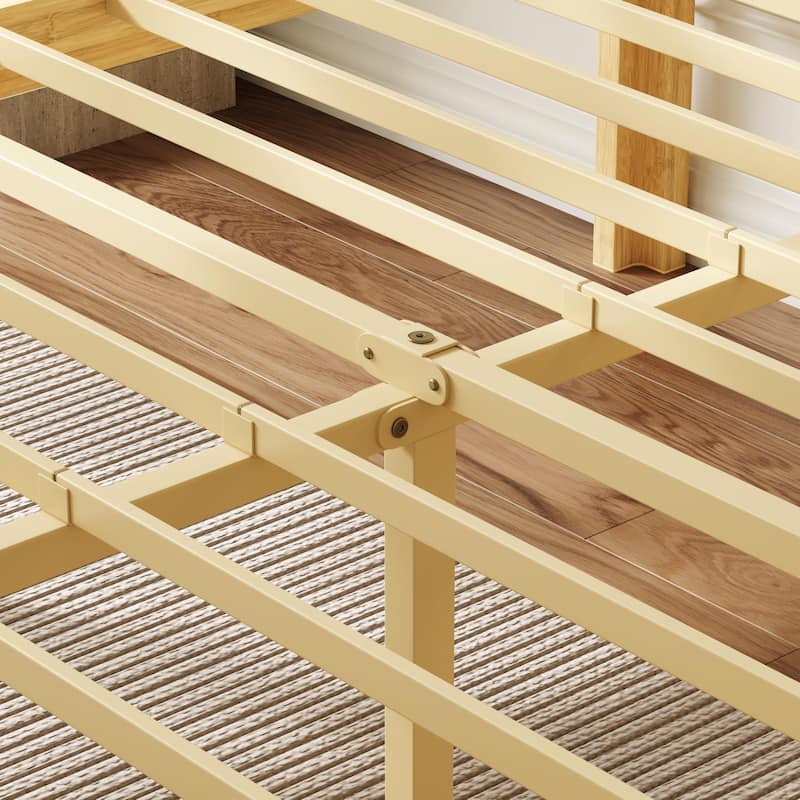 18-inch bamboo and metal platform bed frame, sturdy and durable, easy to assemble