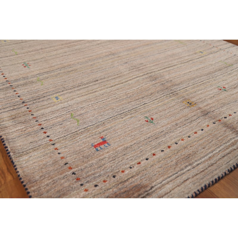 Gabbeh Indian Rug Handmade Tribal Brown Wool Carpet - 3'11" x 5'7" - Brown - 3'11" x 5'7"